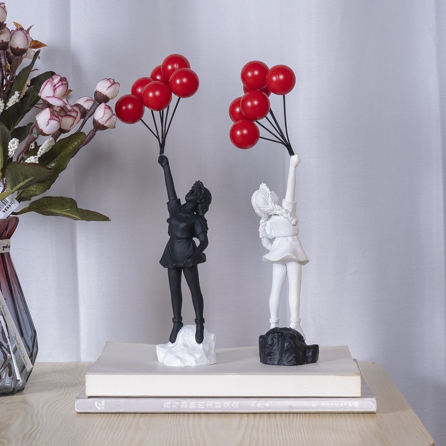 Little Girl with Balloon Resin Art Sculpture